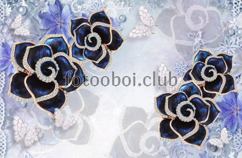 цветы, розы, бриллианты, стразы, 3д, 3d